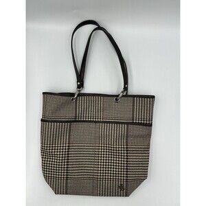 Lauren Ralph Lauren Brown and Black Houndstooth Shoulder Bag Purse Handbag Clean